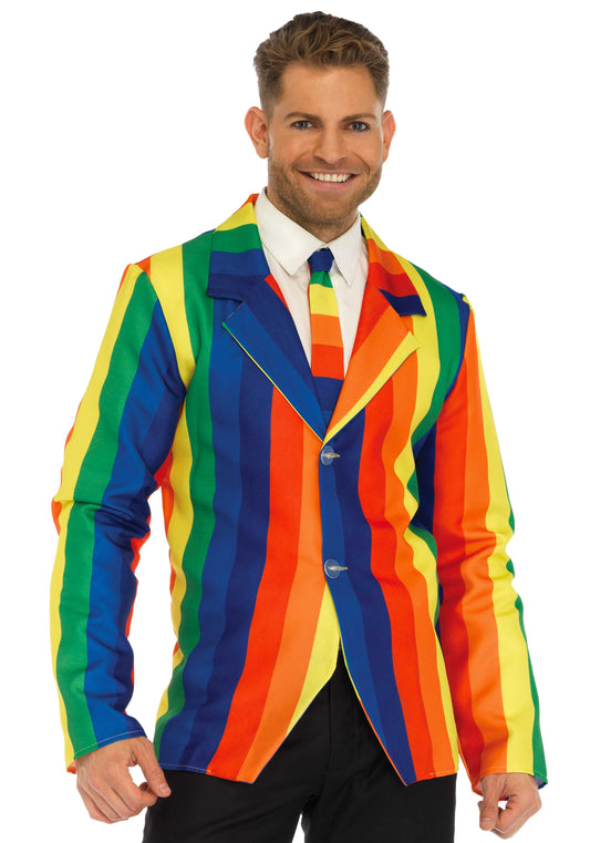 Leg Avenue Herren Regenbogen Gestreifter Anzug Jacke und Krawatte – Produktansicht