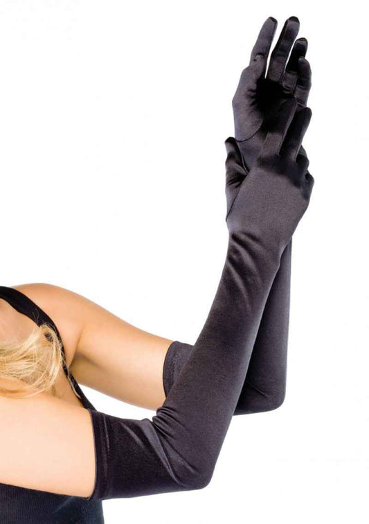 Leg Avenue Satin Handschuhe Extra Lang Schwarz Elegante Damenhandschuhe