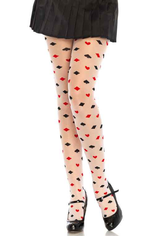 Strumpfhose Casino Spielkarten Muster – Leg Avenue 60 Denier Microfaser - Fasnacht24.ch