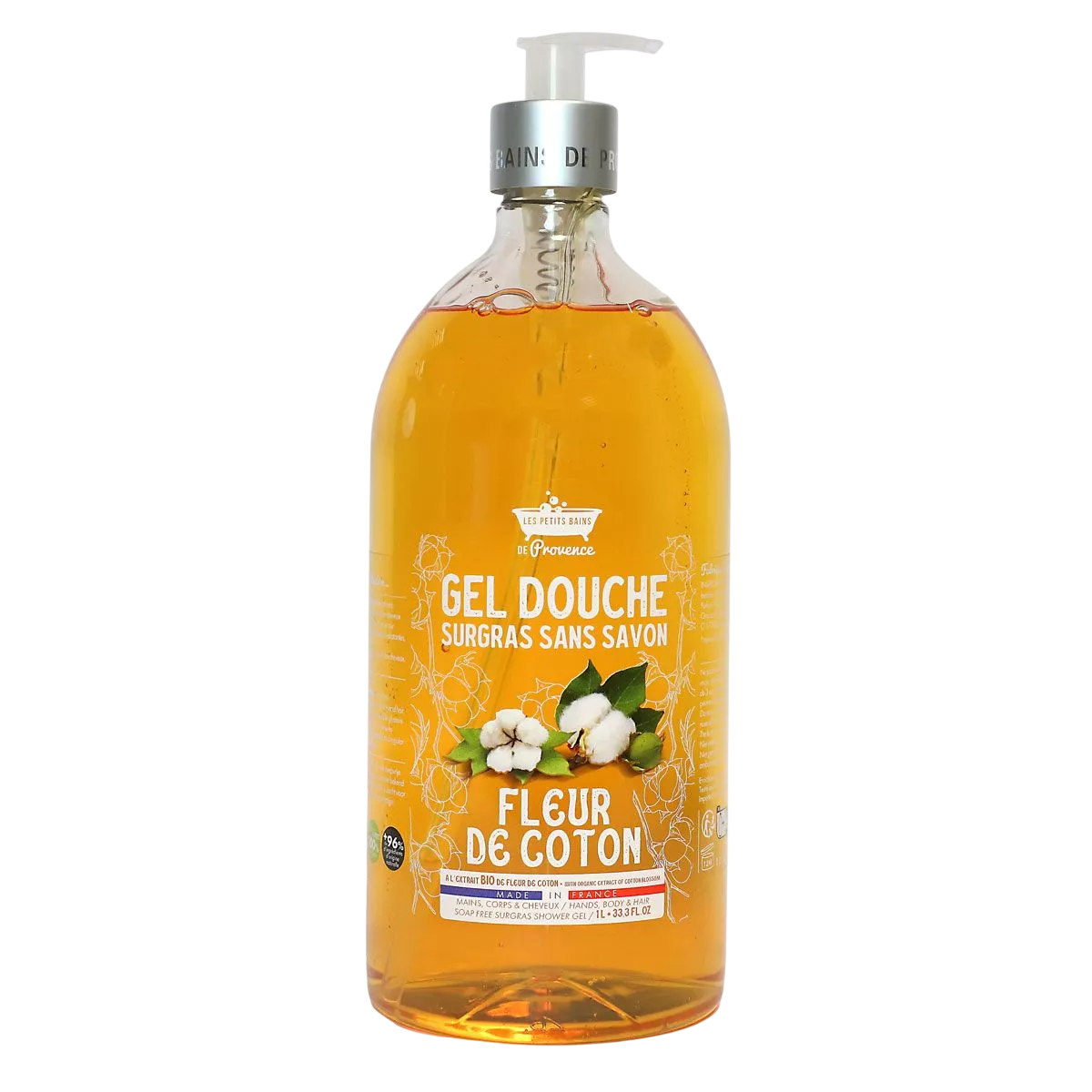 Les Petites Bains de Provence Les Petites Bains de Provence, Fleur de Coton, Duschgel, Für empfindliche Haut, 1000 ml Regular