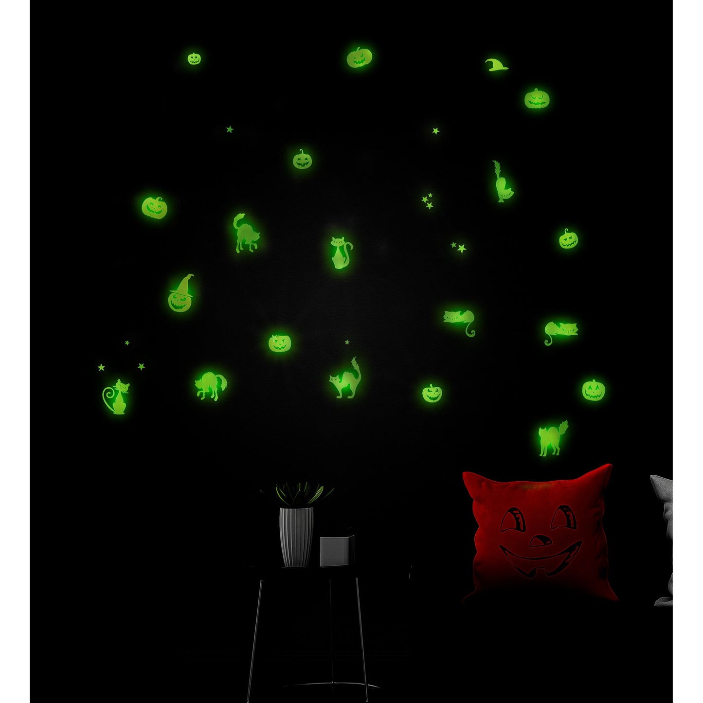 "LEUCHTENDE GLOW IN THE DARK HALLOWEEN DEKO STICKER" 21x15 cm – Ansicht 4