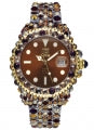 LIGHT TIME Mod. MEDITERRANEO - Full Strass / Brown L602Z Date Armbanduhr 39 mm Braun ansicht-2