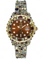 LIGHT TIME Mod. MEDITERRANEO Full Strass Braun L603Z Damen Quarzuhr 35 mm Datum – Detailansicht