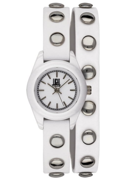 LIGHT TIME PUNK Damen Quarzuhr Weiss Silber 23 mm – Produktansicht
