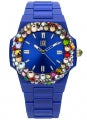LIGHT TIME Velvet Nautilus Blue Rainbow Strass Damen Quarzuhr 42 mm – Detailansicht