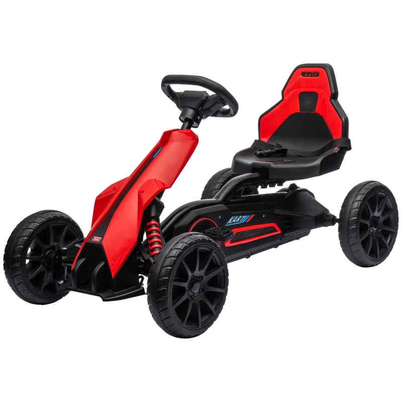Rotes Kinder-Go-Kart mit Handbremse, verstellbarem Sitz und EVA-Bereifung für 3-8 Jahre.