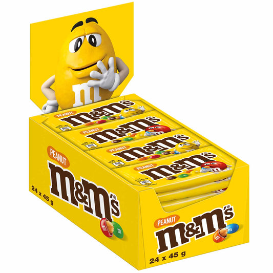 M&M´s M&M'S Peanut 24×45g Portionspackungen mit Erdnüssen und Milchschokolade – Produktansicht