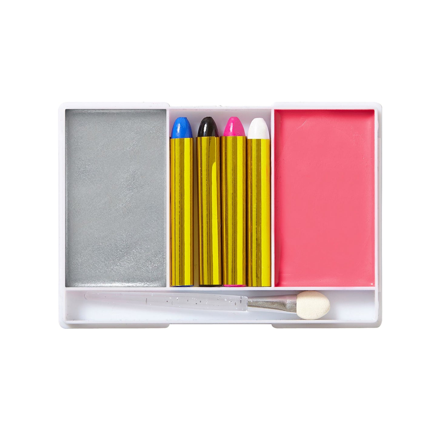 "MAKE UP SET FEE" (4 Schminkstifte, silbernes und rosa Make Up in Schale, Pinsel) - Farben in Schale: 12 g, Schminkstifte: 8 g – Detailansicht