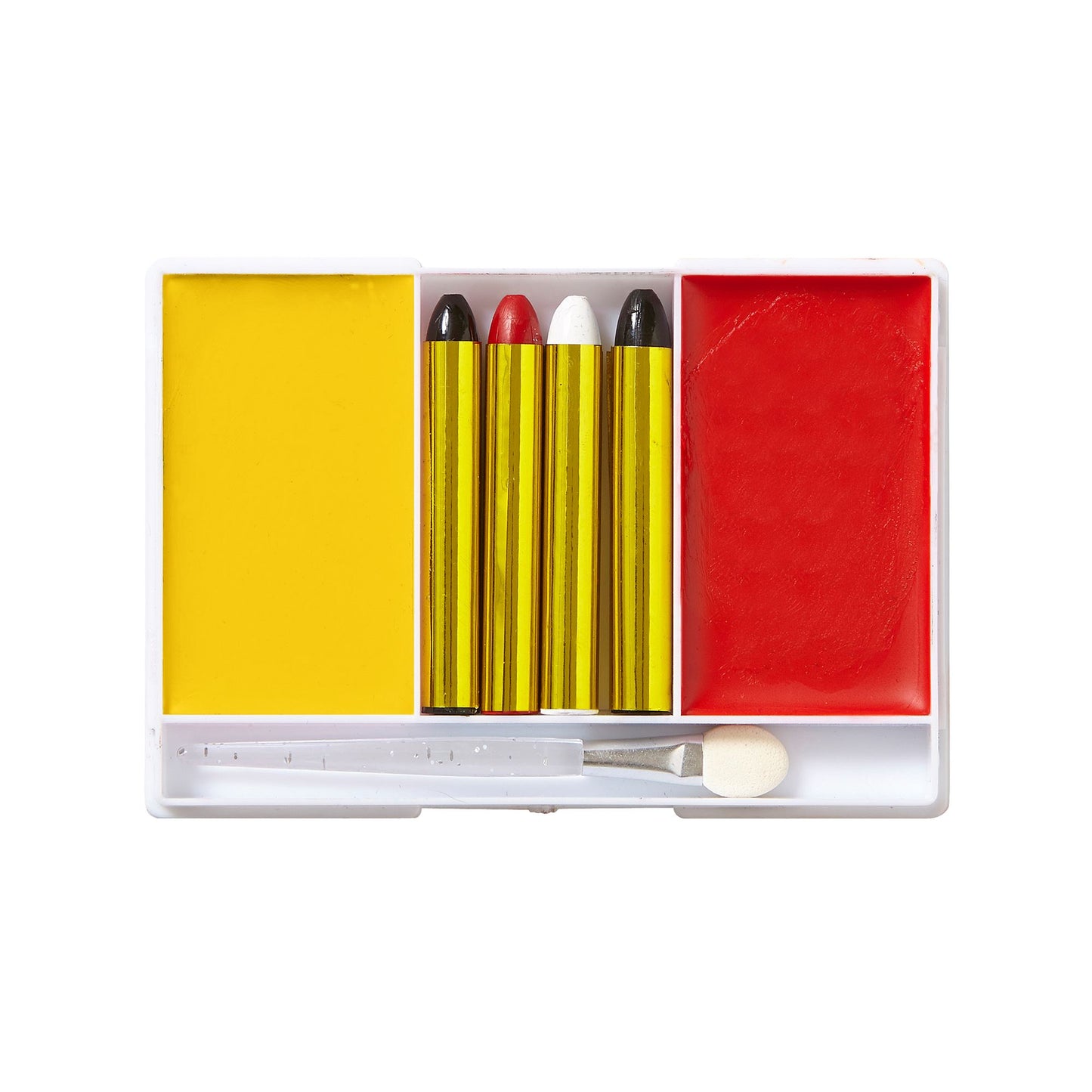 "MAKE UP SET TEUFEL" (4 Schminkstifte, gelbes und rotes Make Up in Schale, Pinsel) - Farben in Schale: 12 g, Schminkstifte: 8 g – Detailansicht