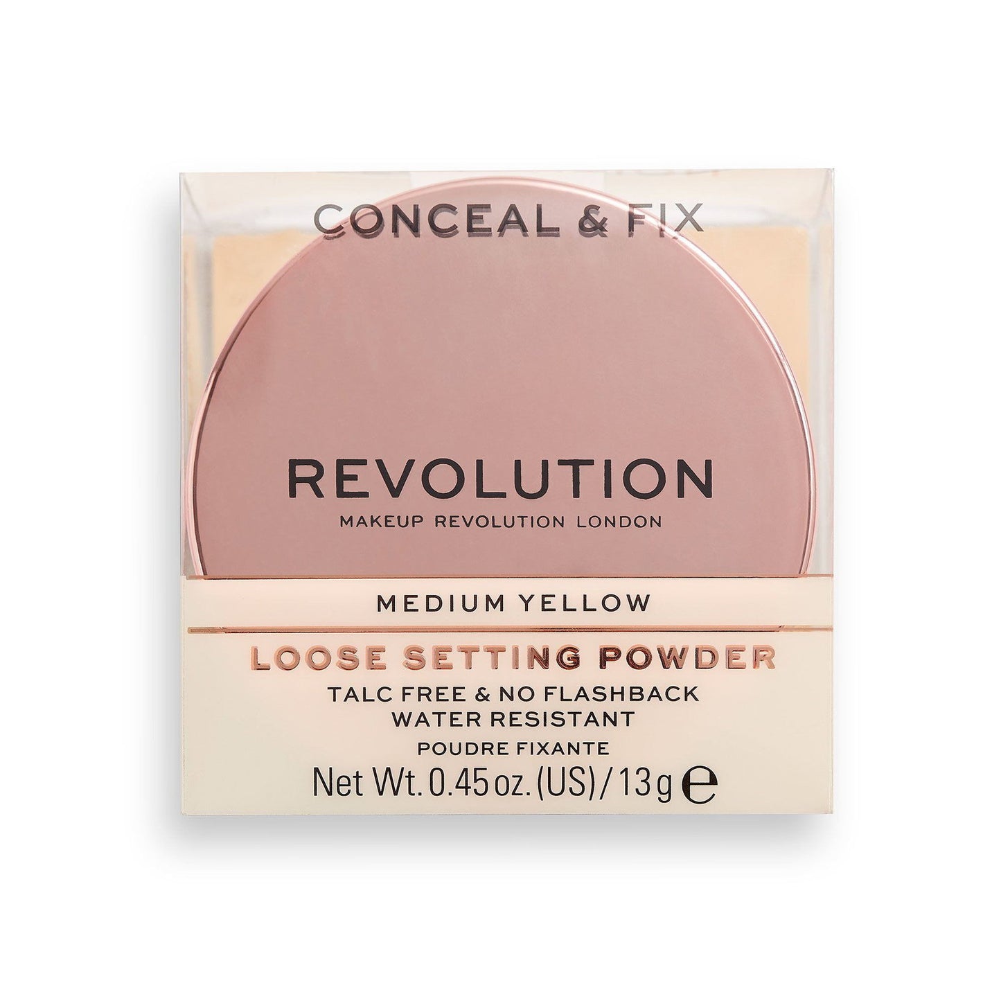 Makeup Revolution Makeup Revolution, Conceal & Fix, Vegan, Loses Fixierpuder, Mittelgelb, 13 g Regular