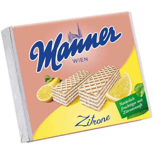 Manner Zitronen Schnitten 75g knusprige Waffeln mit Zitronencremefüllung – Produktansicht