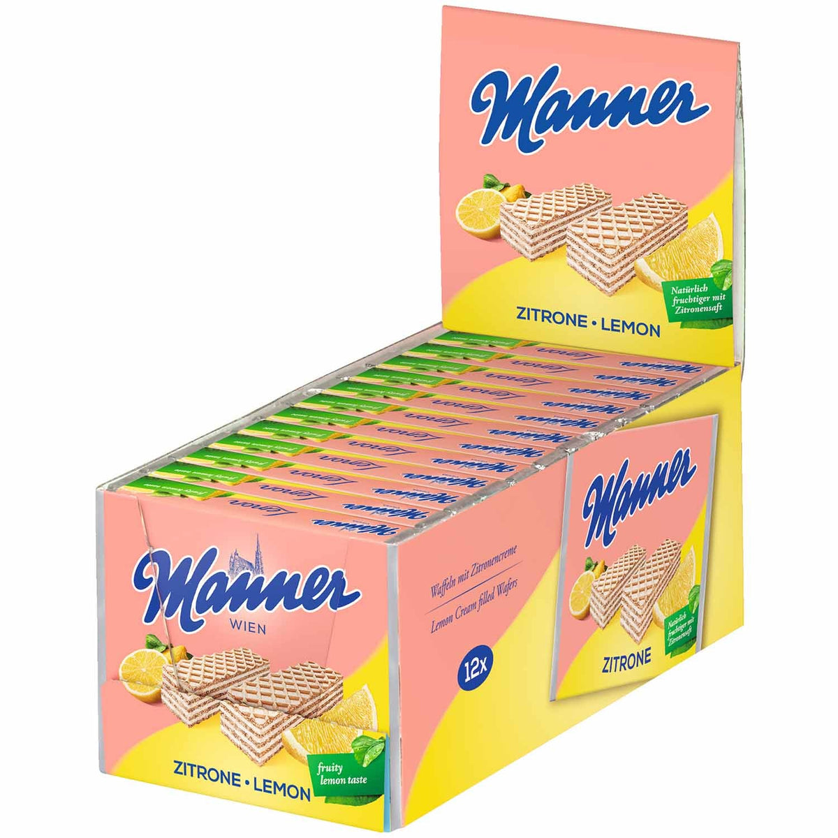Manner Zitronen Schnitten 75 g – Knusprige Waffeln mit Zitronencremefüllung