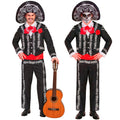 "MARIACHI DIA DE LOS MUERTOS" (Jacke, Hemd mit Weste und Fliege, Hose, Sombrero) – Vorderansicht