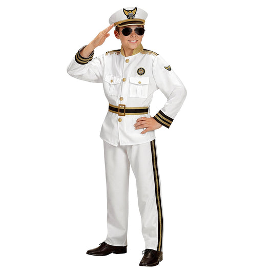 "MARINEKAPITÄN" (Jackett, Hose, Gürtel, Mütze) – Vorderansicht