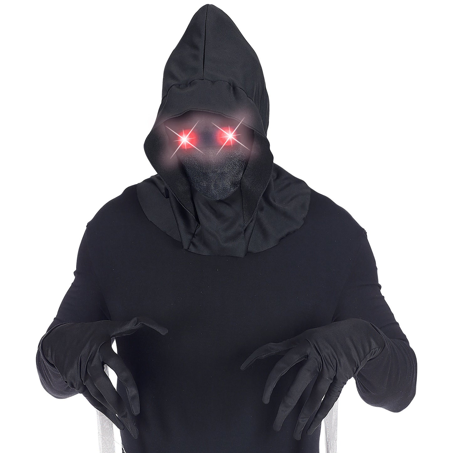 "MASKE UNSICHTBARES GESICHT MIT KAPUZE UND ROTEN LEUCHTENDEN AUGEN - FADE-IN-FADE OUT EFFEKT" – Ansicht 4