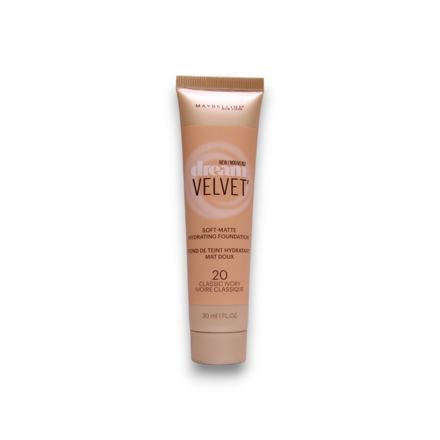 Maybelline Maybelline, Dream Velvet, Weich matt, Cremige Foundation, 20, Klassisches Elfenbein, 30 ml Regular