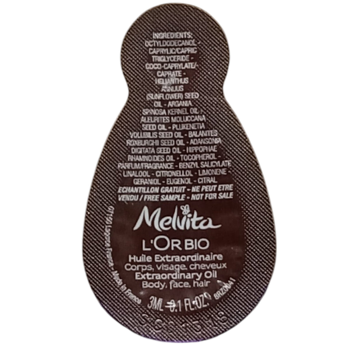 Melvita, L'or Bio, Bio, Nährend, Körperöl, Für Körper, Gesicht & Haar, Tag & Nacht, 3 ml *Muster