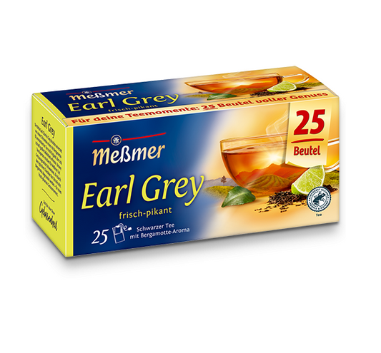 Messmer Earl Grey Schwarzer Tee Verpackung mit Bergamotte Aroma