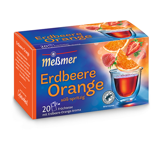 Messmer Erdbeere Orange 20er - Früchtetee Packung