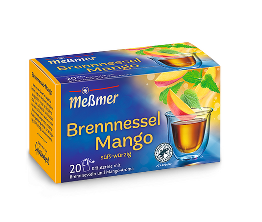 Messmer Kräutertee Brennnessel mit Mango-Aroma in Packung