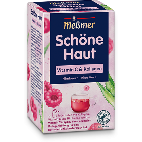 Messmer Schöne Haut Früchtetee mit Kollagen, Vitamin C und Himbeere-Aroma