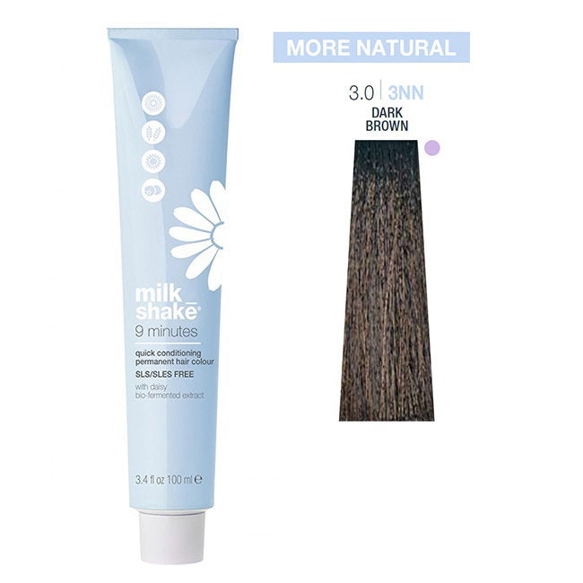 Milk Shake, 9 Minutes, Ohne SLS/SLES, Permanente Haarfarbe, 3.03NN Dark Brown, 100 ml