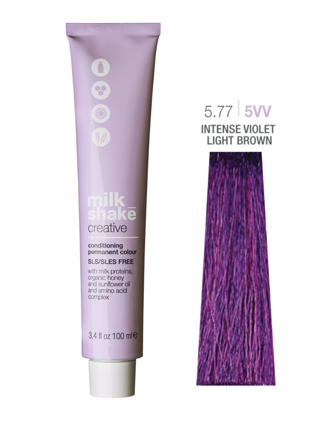 Milk Shake, Creative, Permanente Haarfarbe, 5.775VV Intense Violet Light Brown, 100 ml