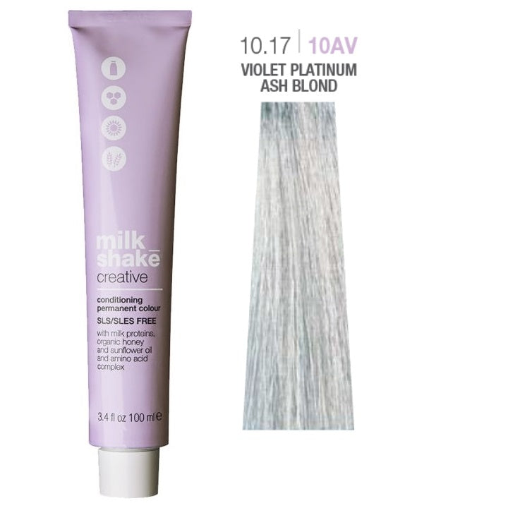 Milk Shake Milk Shake, Creative, Ohne SLS/SLES, Permanente Haarfarbe, 10.1710AV Violet Platinum Ash Blond, 100 ml Regular