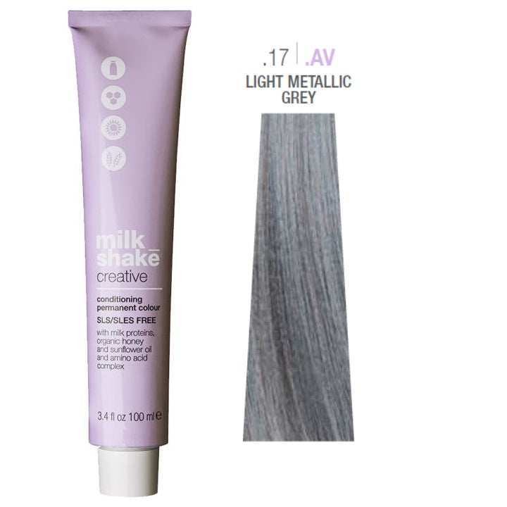 Milk Shake Milk Shake, Creative, Ohne SLS/SLES, Permanente Haarfarbe, .17.AV Light Metallic Grey, 100 ml Regular
