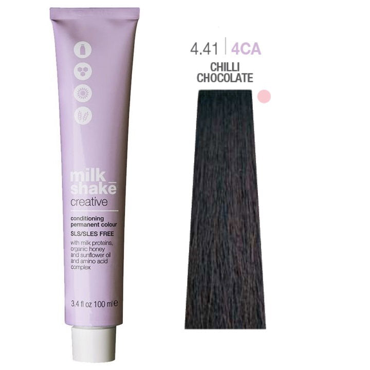 Milk Shake, Creative, Ohne SLS/SLES, Permanente Haarfarbe, 4.414CA Chili Chocolate, 100 ml
