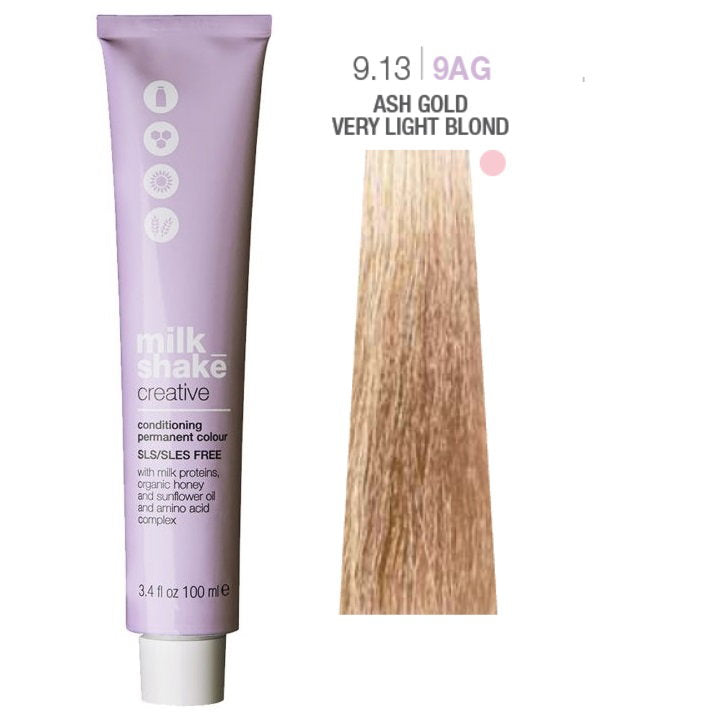 Milk Shake Milk Shake, Creative, Ohne SLS/SLES, Permanente Haarfarbe, 9.139AG Ash Gold Very Light Blond, 100 ml Regular