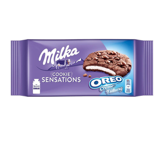 Milka Cookie Sensations Oreo 156g Schokoladentafel mit Oreo Keksstücken – Produktansicht