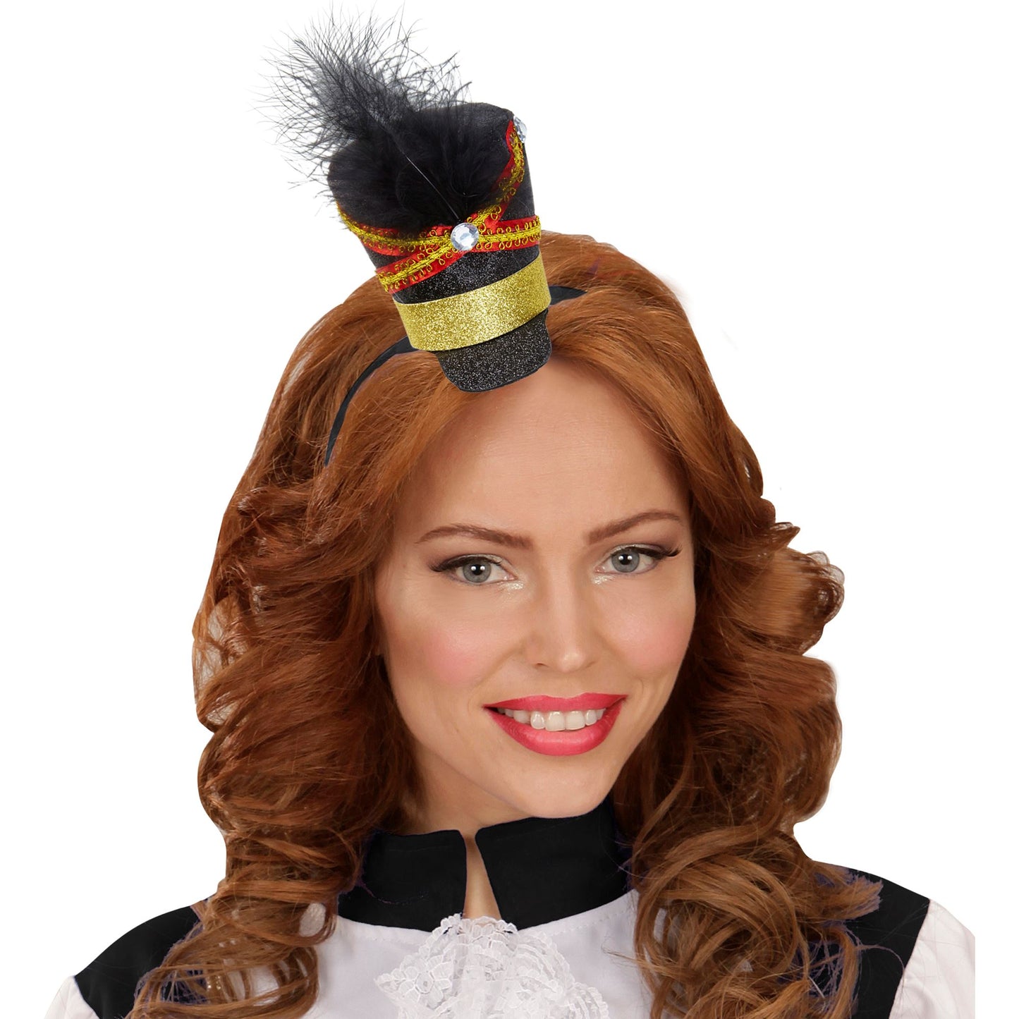 "MINIHUT MAJORETTE MIT JUWEL & FEDERN UND " 2 Farben sortiert – Ansicht 3