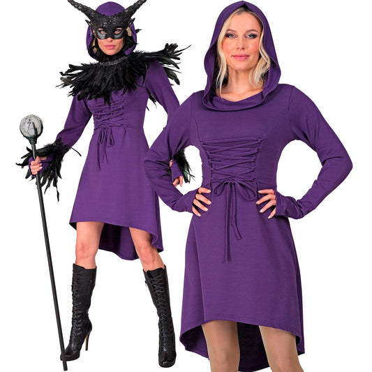 "MITTELALTER / GOTHIKKLEID ZUM SCHNÜREN" (Kleid mit Kapuze) – Vorderansicht