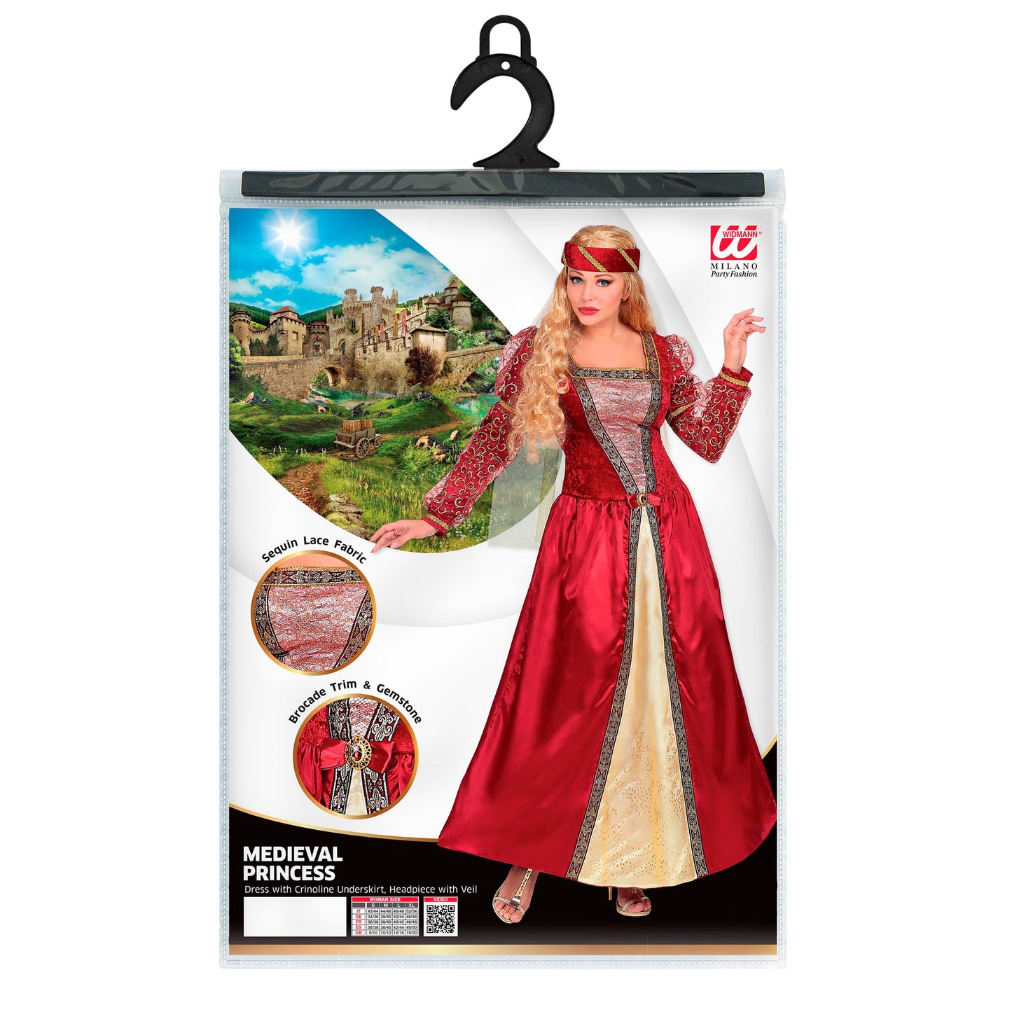 "MITTELALTER PRINZESSIN" (Kleid mit Unterrock & Reifrock, Kopfschmuck mit Schleier) – Ansicht 5