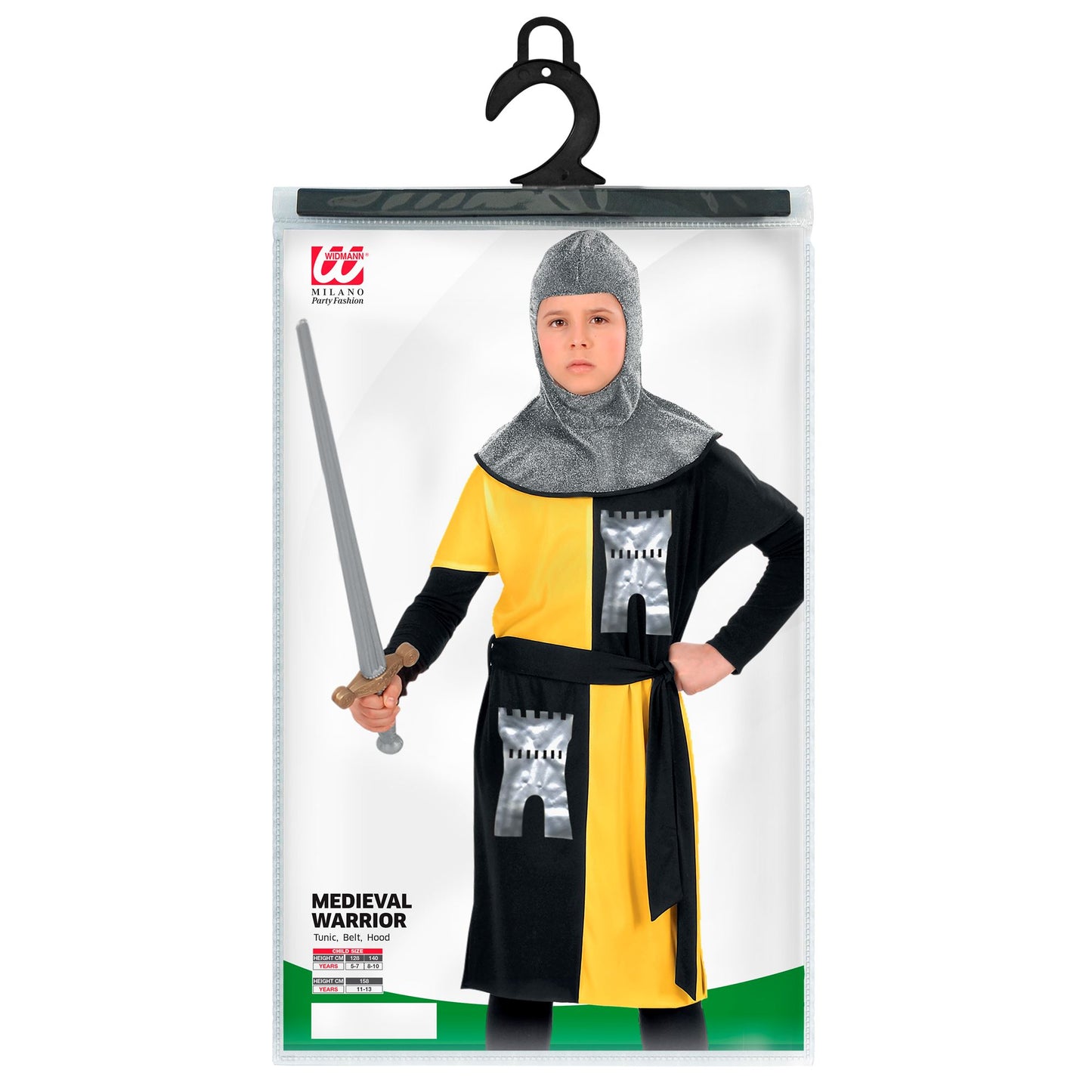"MITTELALTERLICHER KRIEGER" - gelb (Coat, Gürtel, Kapuze) – Ansicht 3