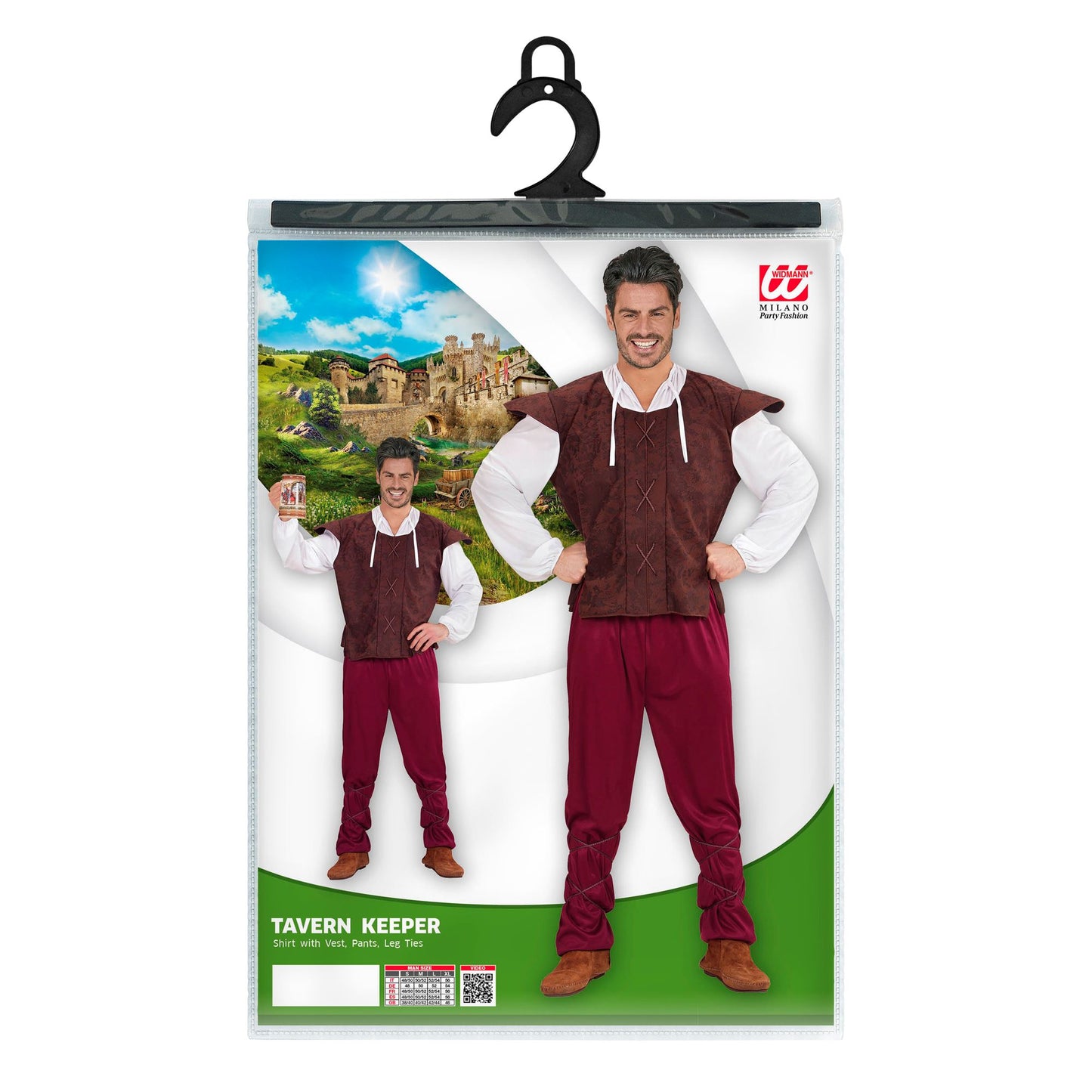 "MITTELALTERLICHER WIRT" (Hemd mit Weste, Hose, Schnüre für die Beine) – Ansicht 4