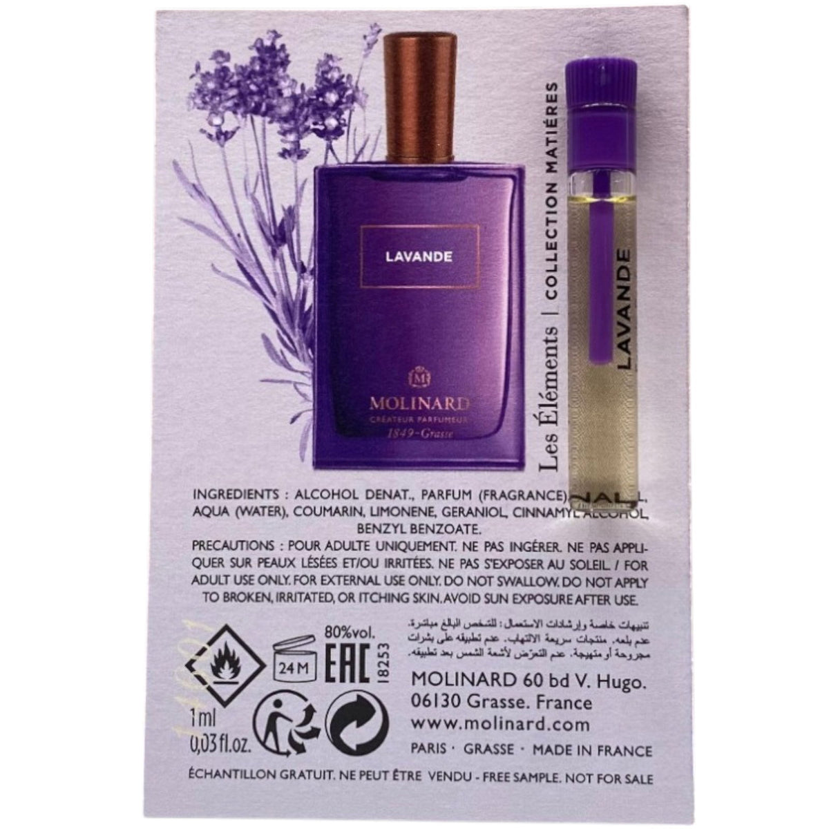 Molinard, Les Elements - Lavande, Eau de Parfum, Für Frauen, 1 ml Fläschchen