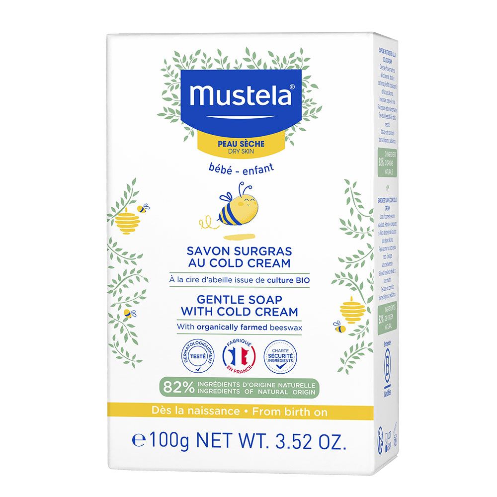 Mustela, Cold Cream, Natural Beeswax, Sanfte Reinigung, Seifenstück, 100 g