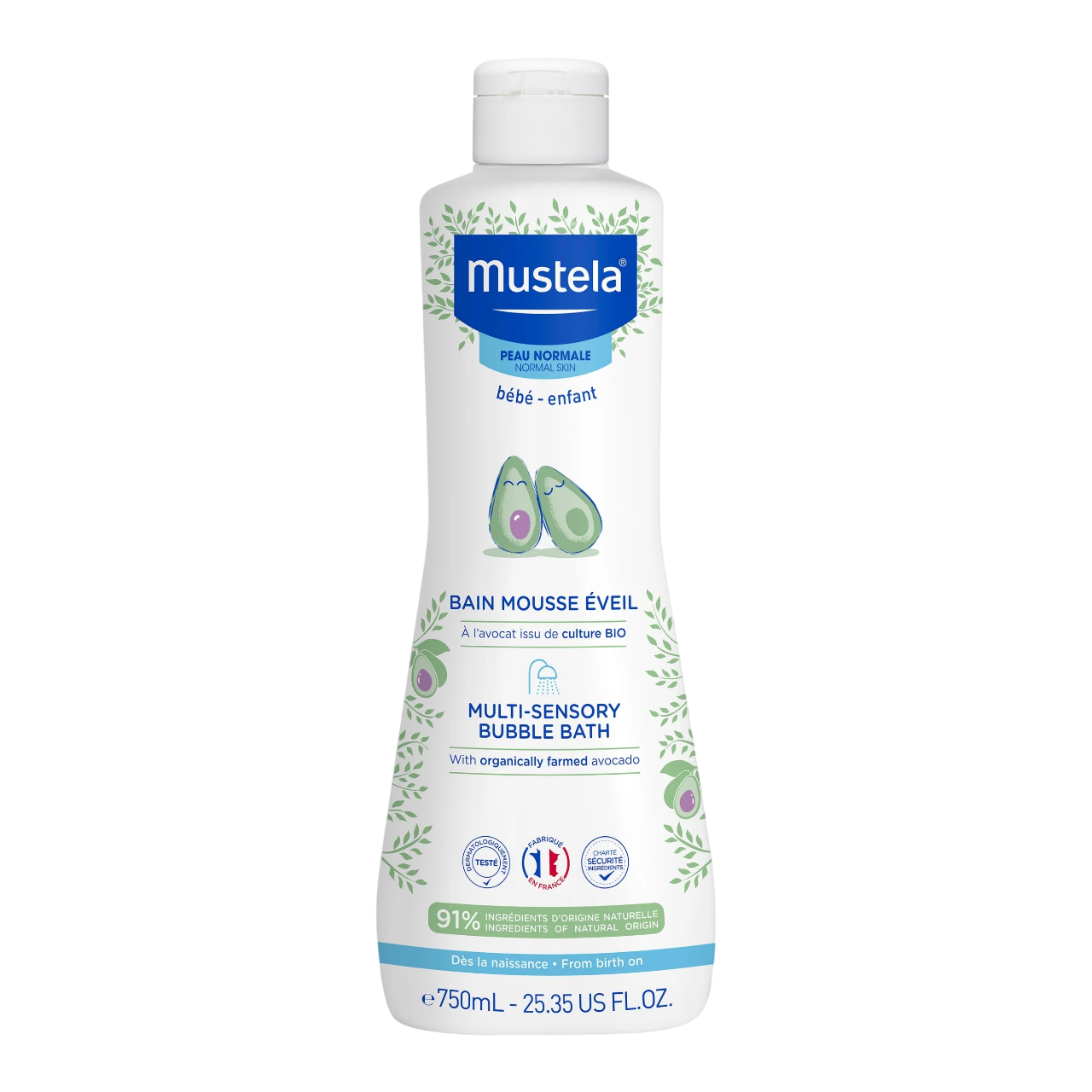 Mustela, Multi-Sensory, Avocado, Reinigung, Duschschaum, 750 ml