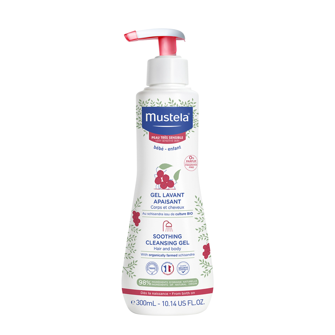 Mustela, Mustela, Schisandra, Reinigung & Beruhigung, Duschgel, Für Haar & Körper, Für sehr trockene bis atopische empfindliche Haut, 300 ml