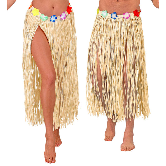 "NATURFARBENER HAWAII BASTROCK MIT BLUMENGÜRTEL" 80 cm - größenverstellbar – Vorderansicht