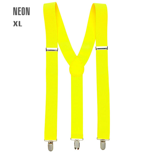 "NEON GELBE HOSENTRÄGER" (ultralang bis 115-120 cm) – Vorderansicht
