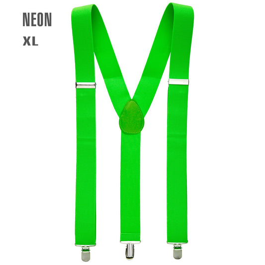 "NEON GRÜNE HOSENTRÄGER" (ultralang bis 115-120 cm) – Vorderansicht