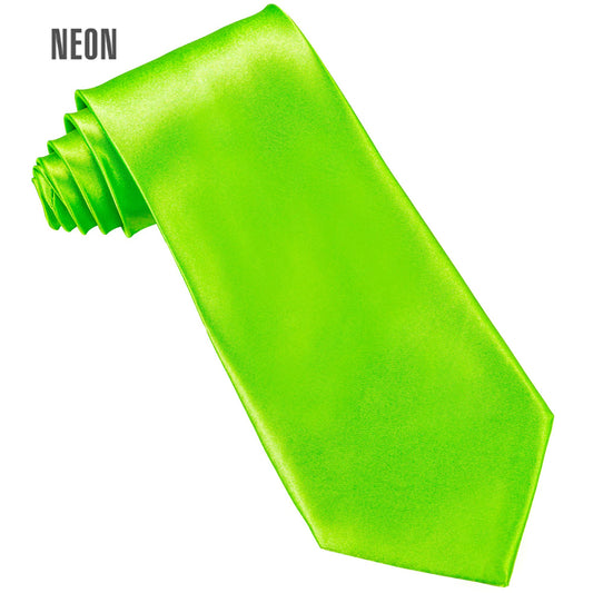 "NEON GRÜNE KRAWATTE" aus Satin – Vorderansicht