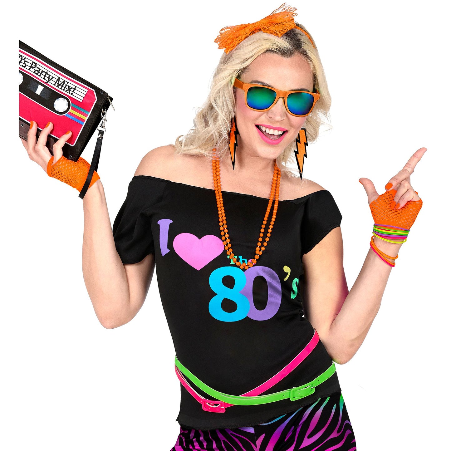 "NEON ORANGENE FINGERLOSE NETZHANDSCHUHE" – Ansicht 5