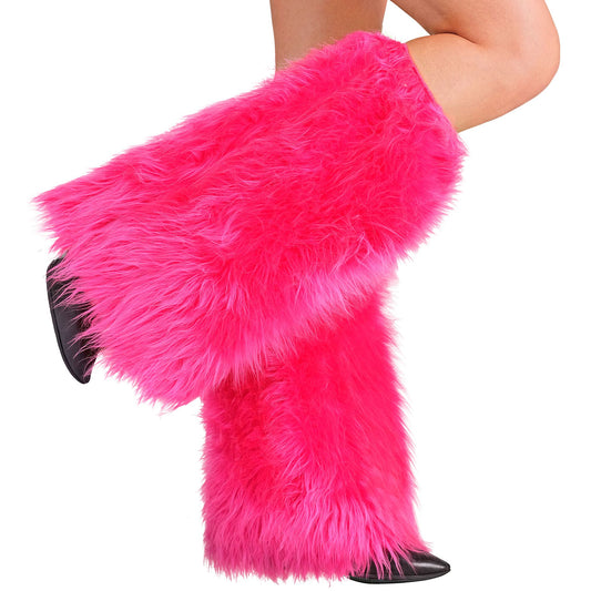 "NEON PINKE PLÜSCH BEINSTULPEN" – Vorderansicht