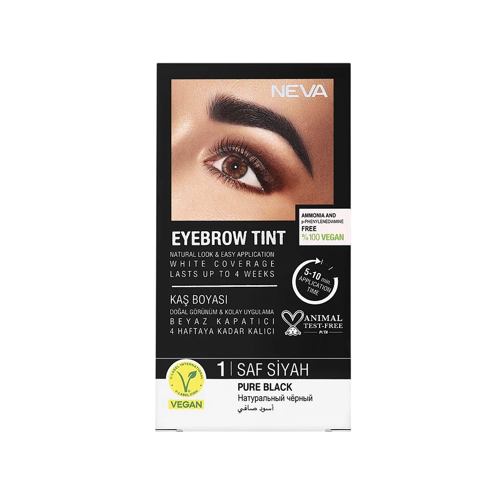 Neva, Eyebrow Tint, Vegan, Permanente Haarfarbe, Pure Black, 30 ml