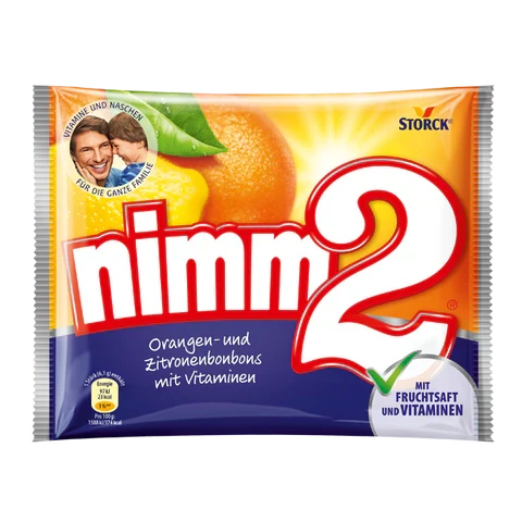 Nimm2 Bonbon 145 g – Weiche Fruchtgummis mit Orangengeschmack und Vitaminen