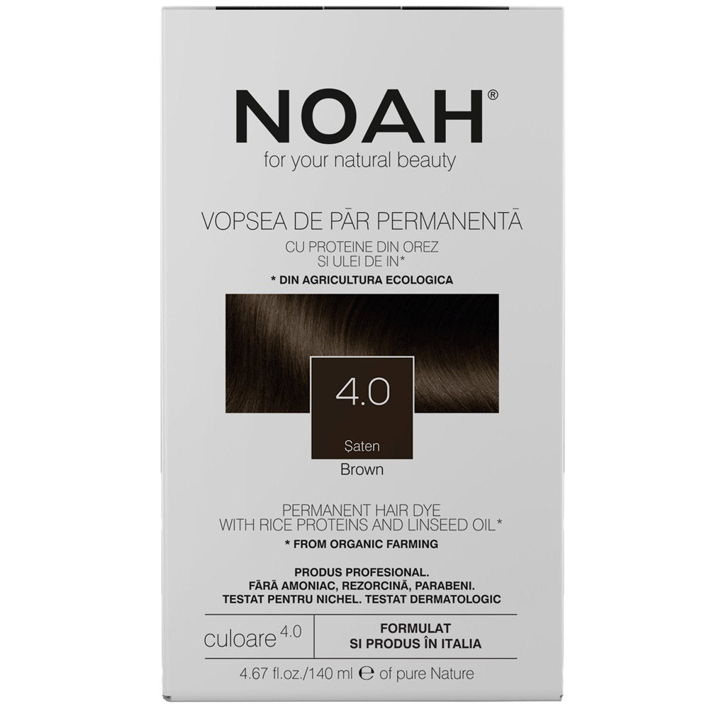 Noah, Permanent Hair Colour, Permanente Haarfarbe, 4.0 Brown, 140 ml